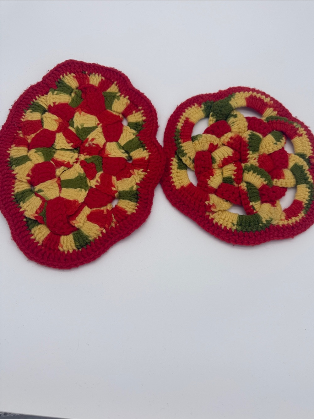 Vintage Handmade Crochet Trivets Potholders Set of 2 Retro Kitchen Decor